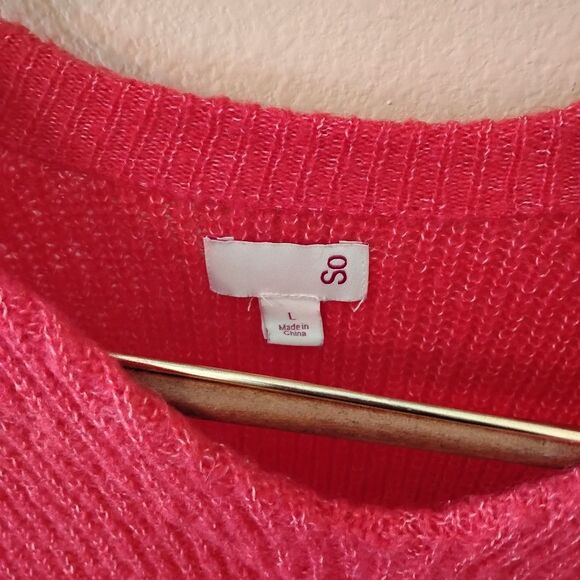 hot pink v neck sweater L - Picture 3 of 6